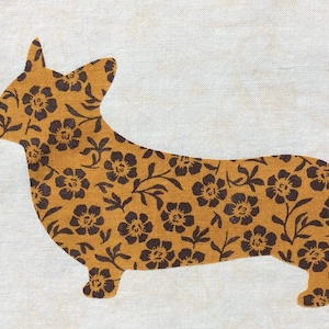 Welsh Corgi raw edge Applique&#39; PDF sewing pattern Adaptation (for use with Year of Dachshund sewing pattern)