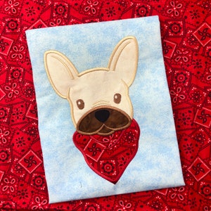 Descarga de diseño de bordado de aplicación de Bulldog Francés para máquina de bordar.