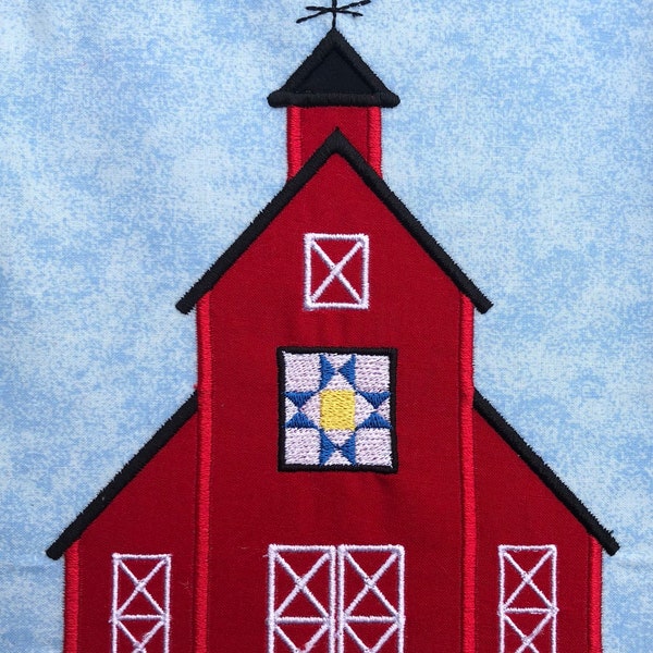 Primitive  barn appliqué design download for embroidery machine, barn quilt, rustic decor