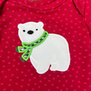 Cozy Polar Bear Cub wearing a scarf applique design for Embroidery machine, Christmas applique,