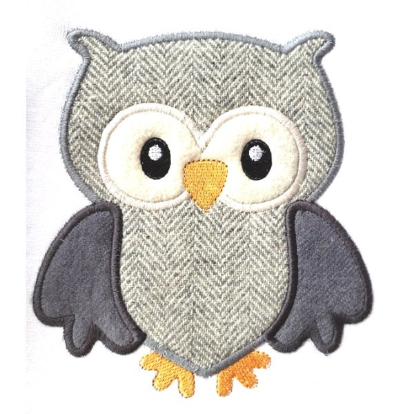 Owl boy or girl applique embroidery design download for embroidery machine