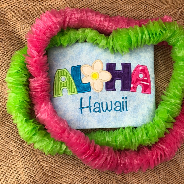 Aloha Hawaii applique embroidery design saying file for use with an embroidery machine, boys applique design