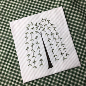 Primitive  Country Weeping Willow Tree Embroidery design download for embroidery machine,