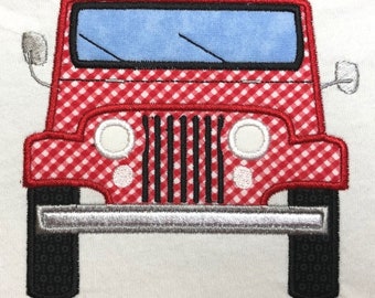 SUV applique embroidery design file for use with an embroidery machine