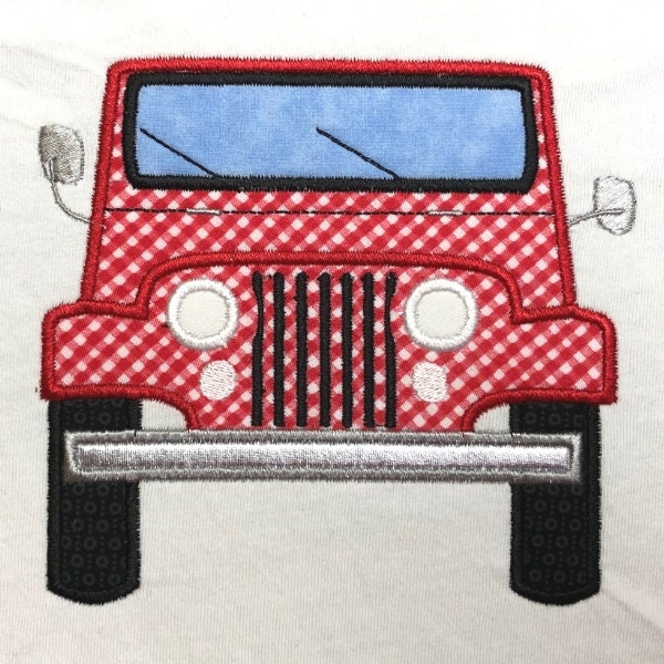 Jeep applique embroidery design file for use with an embroidery machine