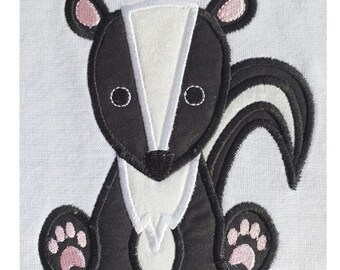 Diseño de bordado con aplique de mofeta, animal del bosque (descargar)