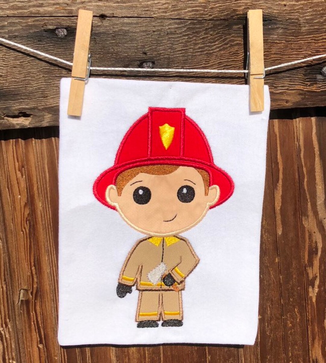Fireman Applique Embroidery Design File for Use With an Embroidery