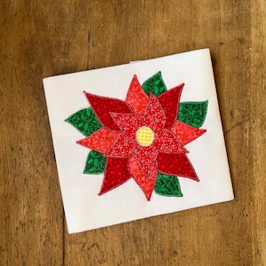 Christmas Poinsettia Zig Zag applique machine embroidery design