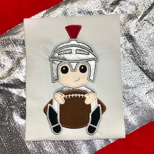 Trojan, Spartan, Knight Mascot  with Football  applique embroidery design download