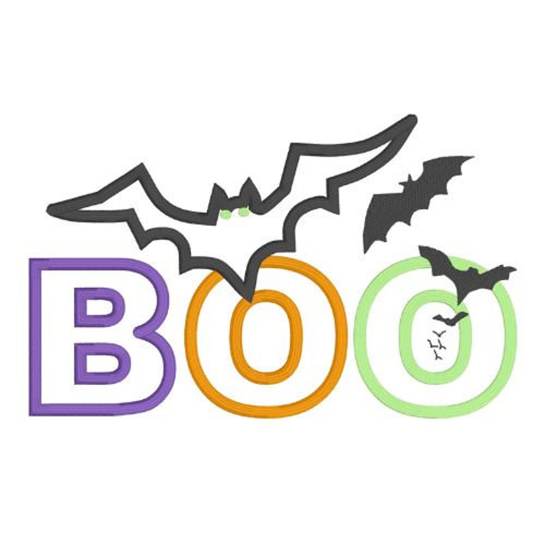 Boo Bat Halloween Applique Embroidery Design Download for Embroidery ...