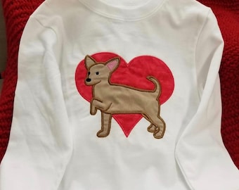 Chihuahua Valentine applique embroidery design download for embroidery machine