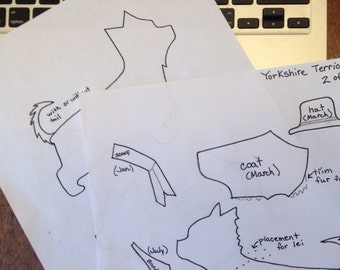 Yorkshire Terrier appliqué PDF sewing pattern  (for use with Year of Dachshund quilt sewing pattern) Yorkie quilt pattern