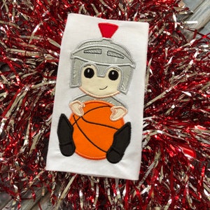 Trojan, Spartan, Knight Mascot  with Basketball  applique embroidery design download