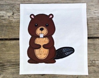 Beaver Applique Embroidery Design, Woodland Animal (Digital Download)