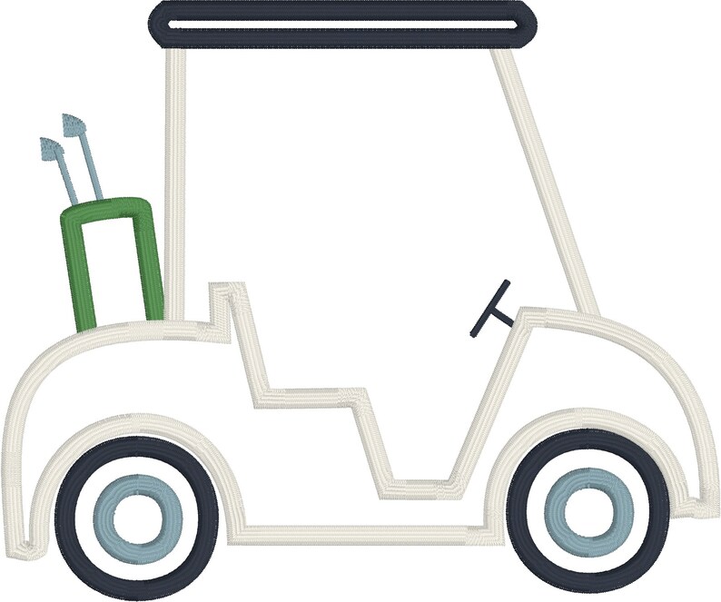 Golf Cart Applique Embroidery Design for Use With an Etsy