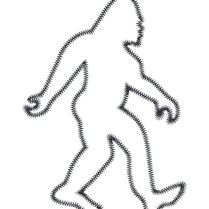 Sasquatch Bigfoot zigzag Applique Embroidery design download for embroidery machine,