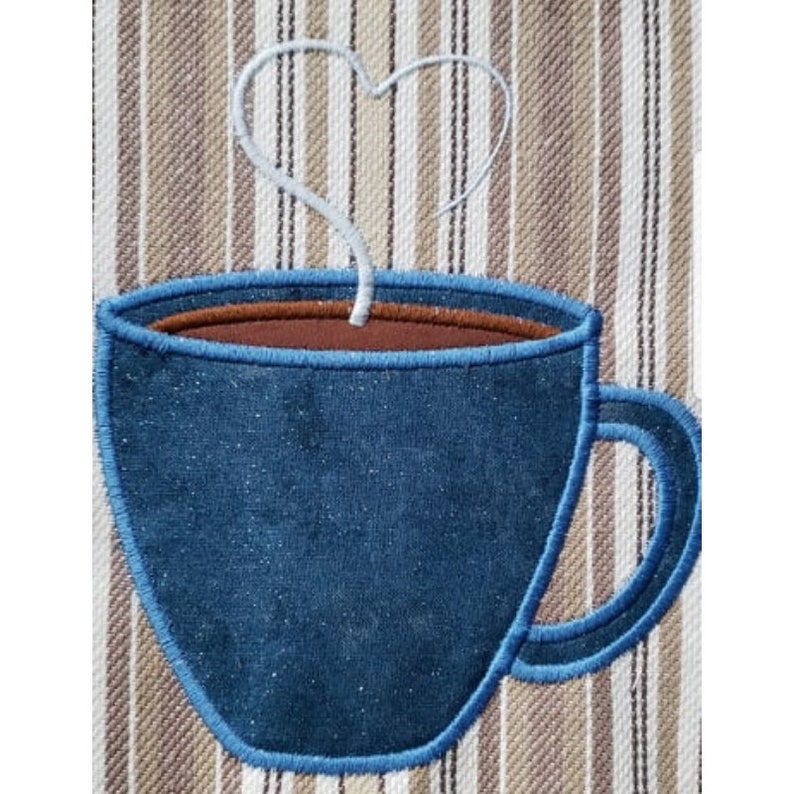 Hot coffee cup of coffee applique embroidery design download  etsy Hot coffee cup of coffee applique embroidery design download  etsy