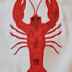 Lobster applique embroidery design file for use with an embroidery machine