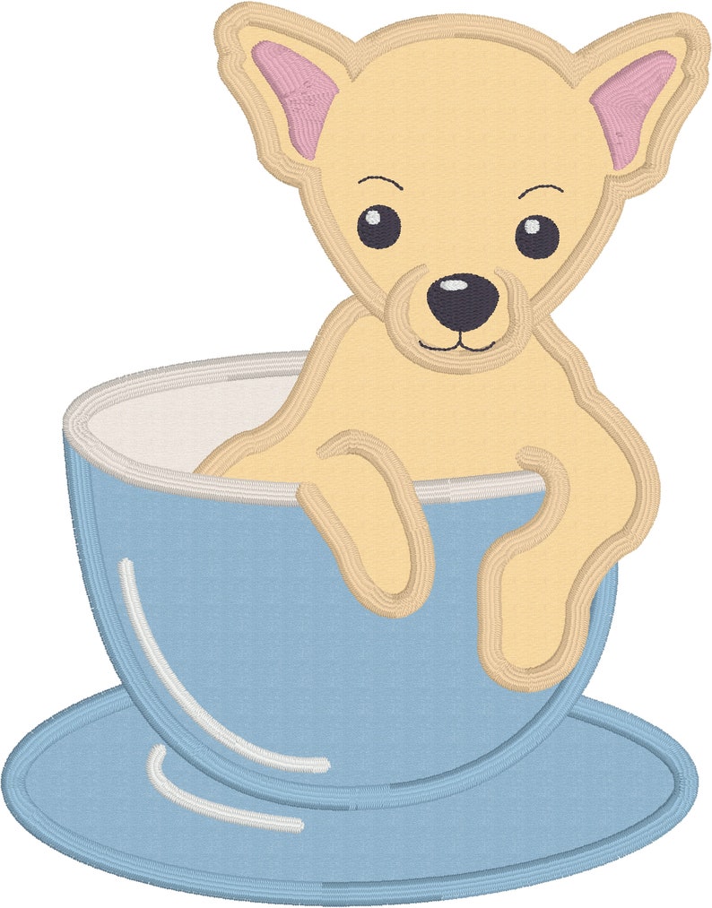 Teacup Chihuahua Appliqué Design Download for Embroidery Etsy