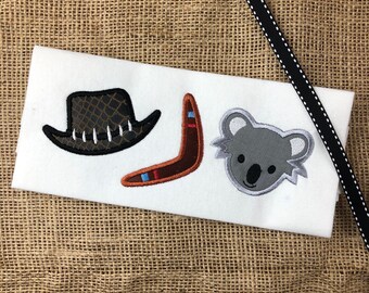 Australian  Trio applique embroidery design for use with an embroidery machine.