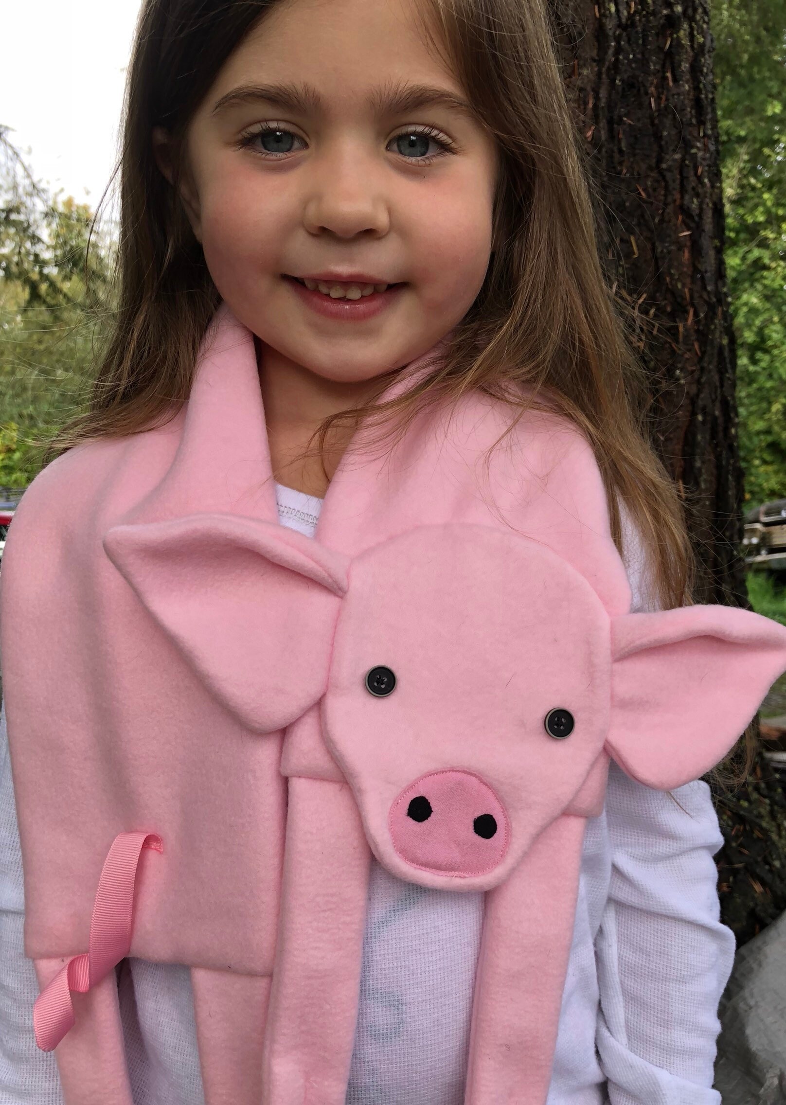 Piglet Scarf PDF Sewing Pattern, Pig Kids Pattern, Fleece
