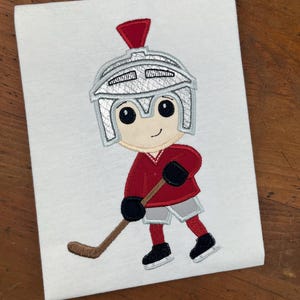 Trojan, Spartan, Knight Mascot  playing Hockey  applique embroidery design download