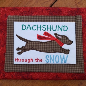 Dachshund Winter applique embroidery design download for embroidery machine