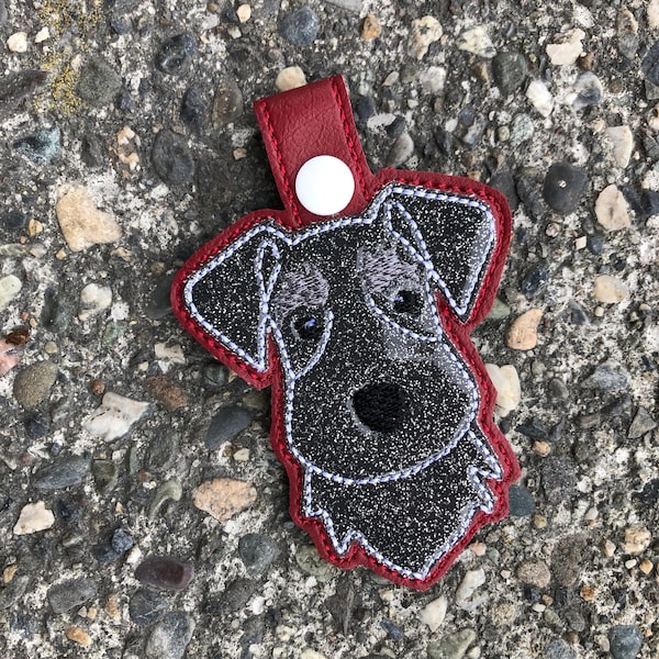 ITH Schnauzer Key Fob  embroidery design file for use with an embroidery machine