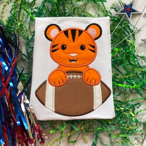 Tiger  with Football  applique embroidery design download