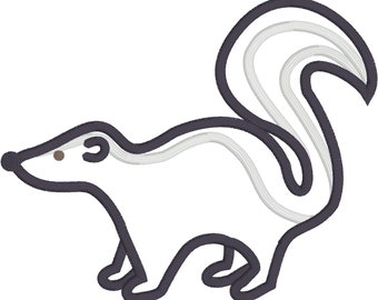 Diseño de bordado con aplique de mofeta, animal del bosque (descargar)