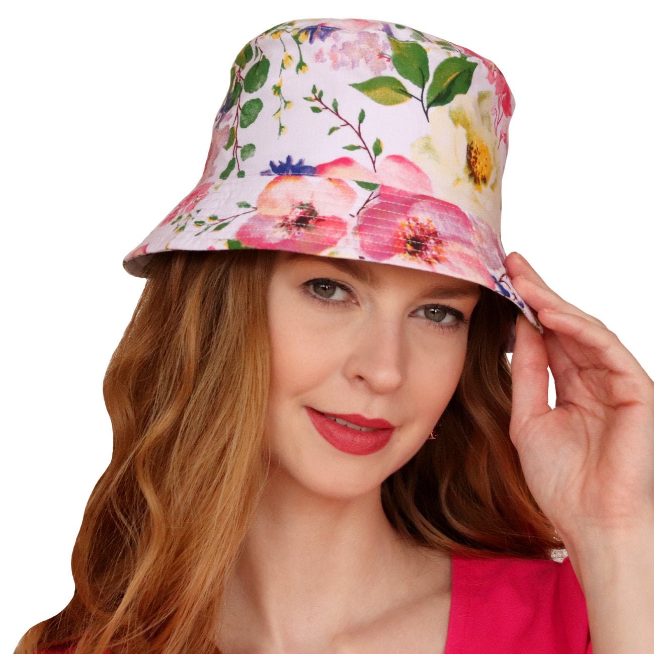 Designer Bucket Hat Pastel Roses in 100 cotton Etsy