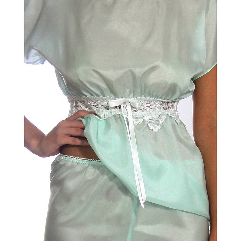 silk kimono /& long pants in mint Jasmine