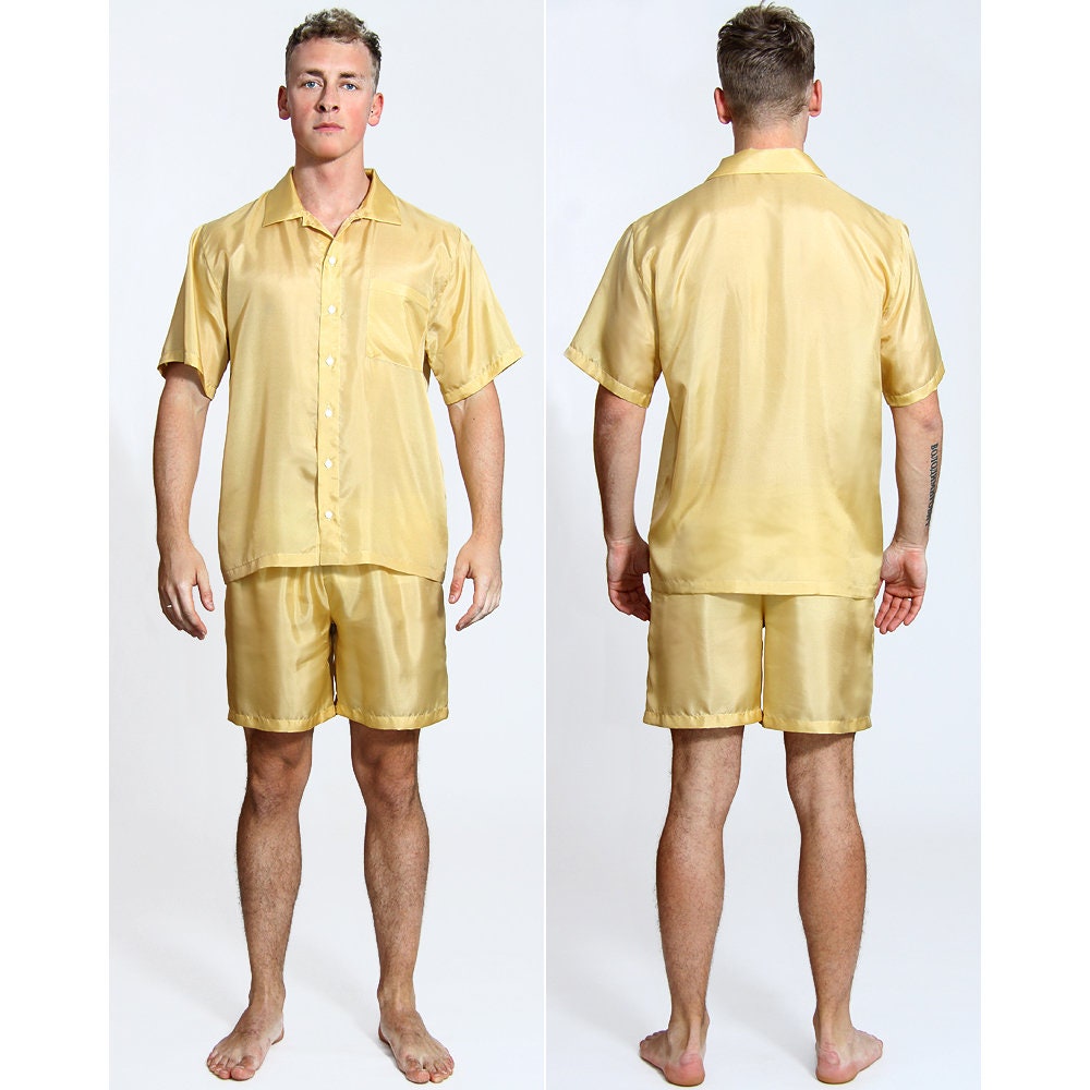 Men's silk shorts in gold 100 silk Etsy