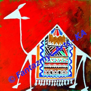 Warli art - Red Camel
