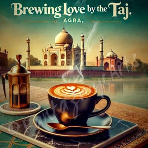 Kaffee im Taj,Taj Malerei,Taj Mahal,Agra,Desi Art,Taj Kunstdruck,Taj Wanddekor,Taj Kunst, Indien Souvenir,Kaffee im Agra,Yamuna,Tajmahal,Geschenk