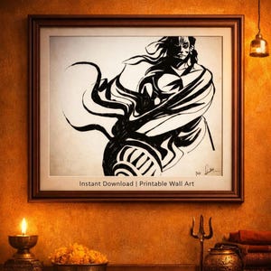 Hanuman Wall Art Printable | Hindu Spiritual Artwork | Lord Hanuman Sketch Art | Hanuman Chalisa Inspired Print | Meditation & Pooja Room