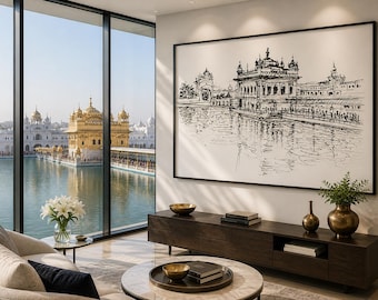 Tempio d'Oro di Amritsar, arte in bianco e nero (download digitale)