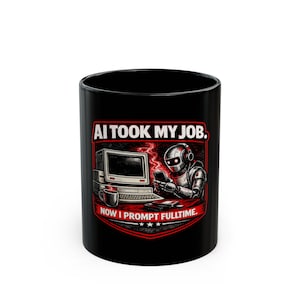 AI Took My Job Now I Prompt Fulltime Mug | Black Coffee Cup I Coder I Programmer Humor Mug I Funny AI Mug I Tech Worker Gift I Robot Mug, AI