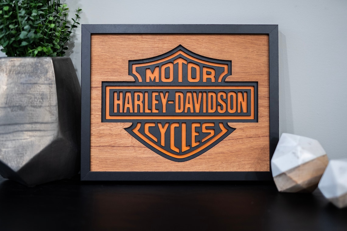 Laser Cut Harley Davidson Wood Art Sign Etsy