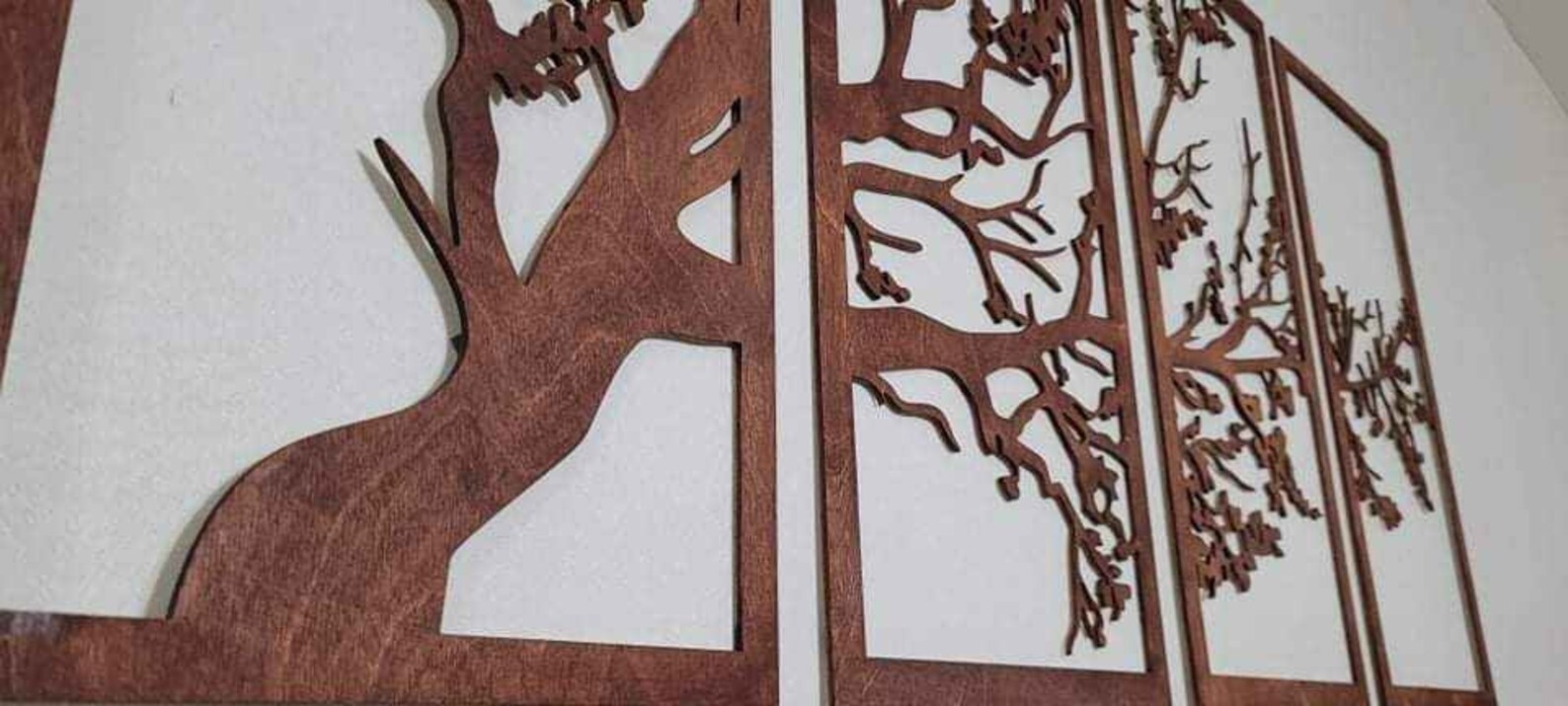 Laser Cut Wood Tree Set 3D Wood Art 4pc Set Etsy