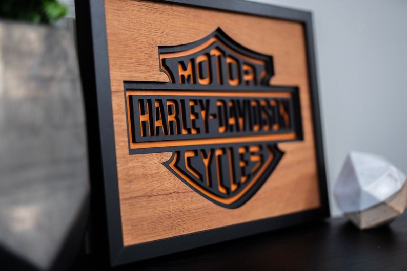 Laser Cut Harley Davidson Wood Art Sign Etsy