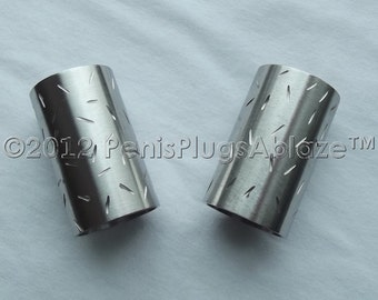 Stainless Steel Salt & Pepper Shakers Hand Done Etched Brushed Custom