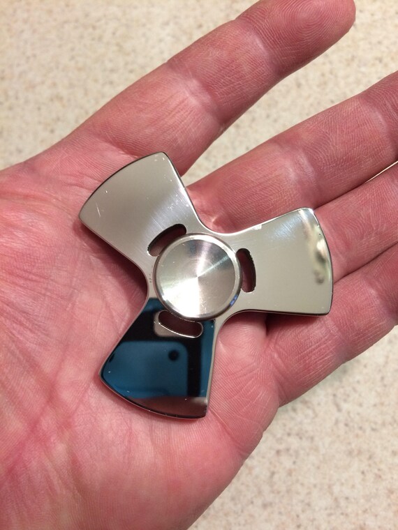 Stainless steel fidget spinner Trispinner bright finish Hand Etsy