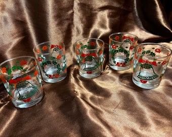 Vintage Christmas High Ball Glasses - set of 5