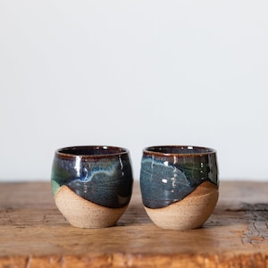 Blue and green glaze Whiskey and-or Espresso cup