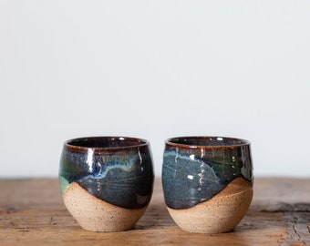 Blue and green glaze Whiskey and-or Espresso cup