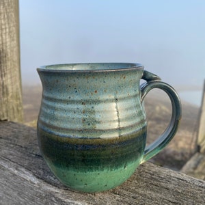 Blue and green Handthrown Pottery Mug