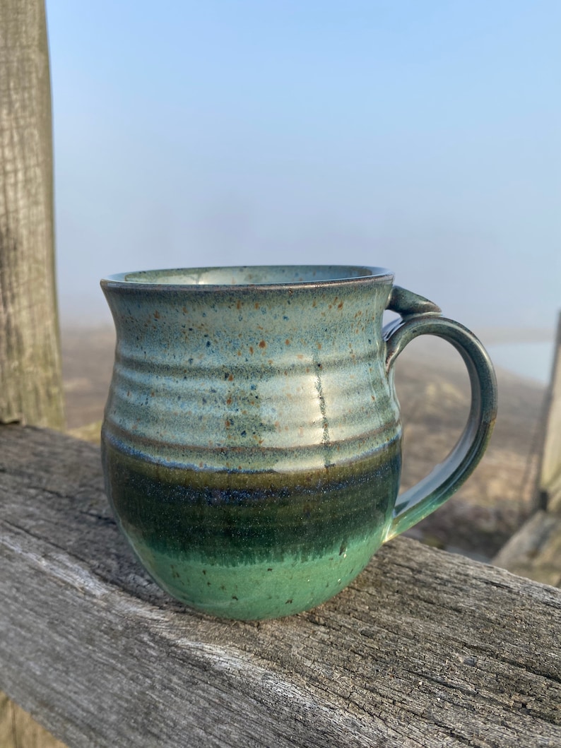 Blue and green Handthrown Pottery Mug