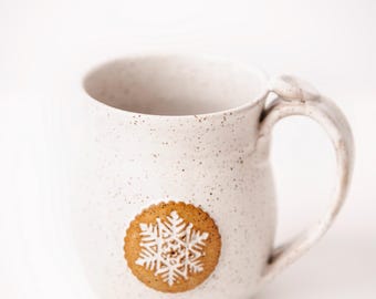 The Irene Pottery Mug snowflake winter coffee mug