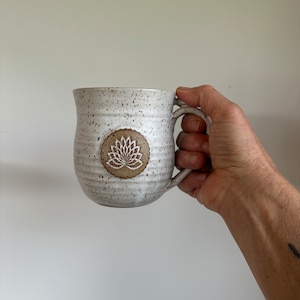 Lotus flower coffee mug cup tea yoga stoneware clay